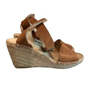 J. Crew Women’s Wedge Sandals Suede‎ Brown Espadrilles Heels Y2K Size 8